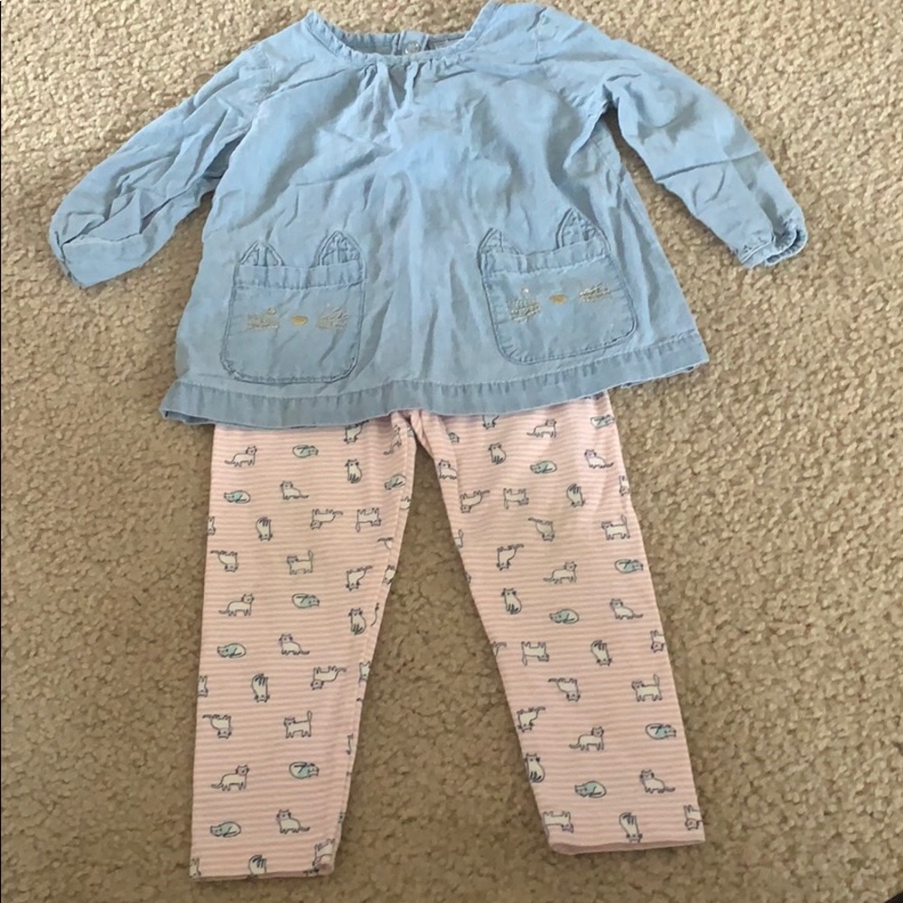 Carters toddler girls leggings and Jean shirt